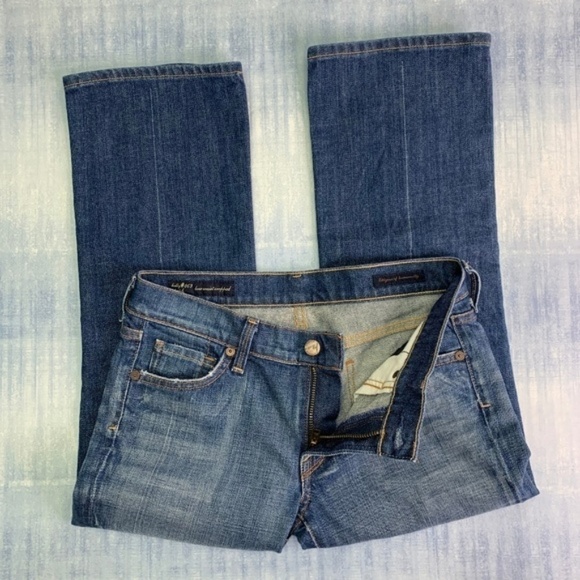 Citizens Of Humanity Crop Jeans 27 Low Waist Kelly Straight Leg Distressed - Picture 2 of 8